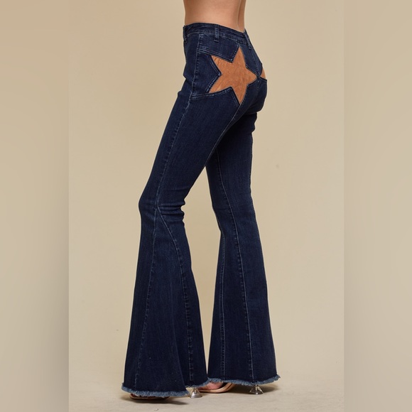 NWT SUEDE STAR DETAILED FLARED PANTS - Picture 7 of 7